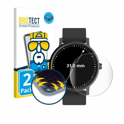 BROTECT - Screenprotector voor Horloges (Rond, ø: 31 mm) - Folie Beschermfolie transparant volledig dekking - 2 Stuks