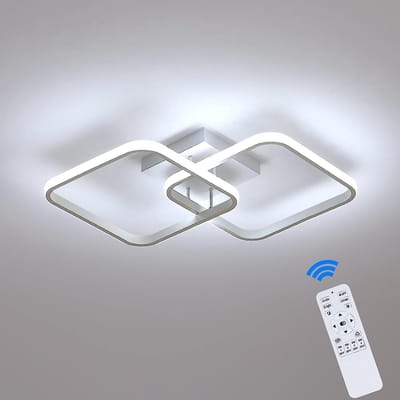 Dimbare LED-plafondlamp 50W moderne vierkante cirkelvormige plafondlamp 3000K-6000K voor woonkamer, slaapkamer, eetkamer, kantoor, wit