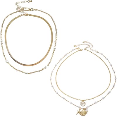 Dailygoods- Schaaldhema Ketting - Meerlagige Ketting - Gouden Ketting - Sieradenhouder - Boho Stijl - Duurzaam Materiaal - Sieraden