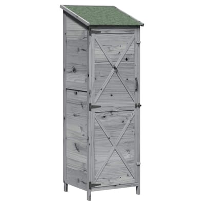 vidaXL - Tuin - Shed - Grijs - 59,5 - x - 56 - x - 176,5 - cm - Massief - Vurenhout