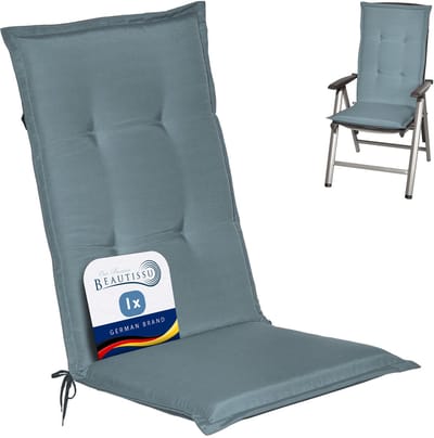 Beautissu Loft HL Stoelkussen Hoge Rugleuning 120x50 cm Duifblauw – Tuinstoelkussen UV-bestendig