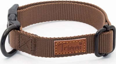 Nylon halsband bruin - Maat S - halsband hond - honden halsband - halsband - hondenhalsband met naam - halsbanden, riemen & tuigen - halsband puppy - halsbanden - hond - hondenhalsband kleine hond - Trimmi