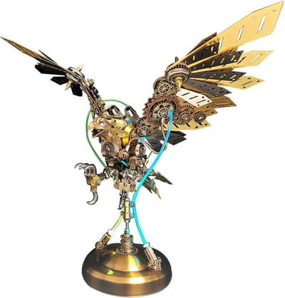 Metalen Adelaar Model - Steampunk Bouwpakket - Hobby Modelbouw - Geïntegreerde LED Verlichting - 30 x 40 x 20 cm