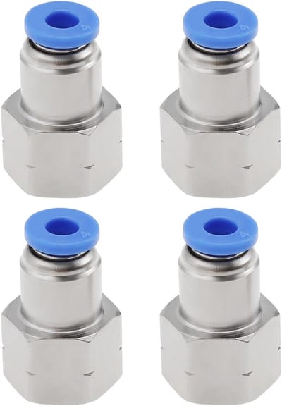 Dailygoods - Pneumatische Connectoradapter - 4 stuks - Push-fit luchtfittingen - 4 mm buis - 1/8 - Vrouwelijke draad - Geschikt voor luchtleidingen