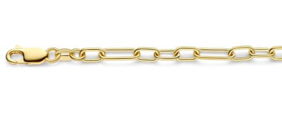 Mori Gold Filté 4,4mm brede armband, Closed-for-Ever, Ronde schakel, Figaro stijl goud gevuld 1/20
