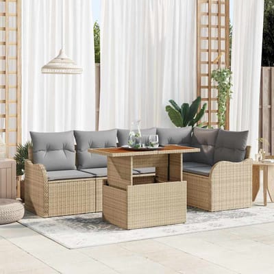vidaXL - Tuinbank - Set - 6 - st - 5-Aantal - zitplaatsen - Beige - en - Lichtgrijs