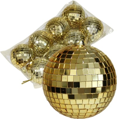 Othmar Decorations Discobal kerstballen - 8x stuks - goud - 6 cm - kunststof - discobol - disco - spiegelbol