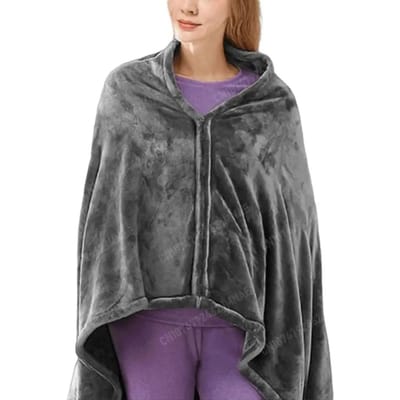 Couverture Chauffante Électrique USB 3 Niveaux de Chauffage Couverture Chauffante en Polaire Couverture Portable en Velours Corail Coussin Cape Chauffant Rapidement gray