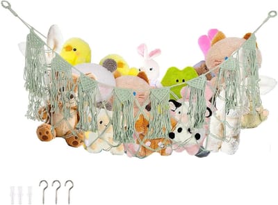 Speelgoed Hangmat - Knuffel Opberger - Speelgoed Organiseren - Boho Wandmontage - 150x40 cm - Olijfgroen