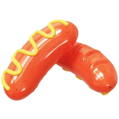 Jouet à mâcher pour chien Forme de saucisse résistante Bâtonnet de nettoyage des dents Jouet pour molaires de chiot Prix de gros Équipement de soins dentaires canins XS red