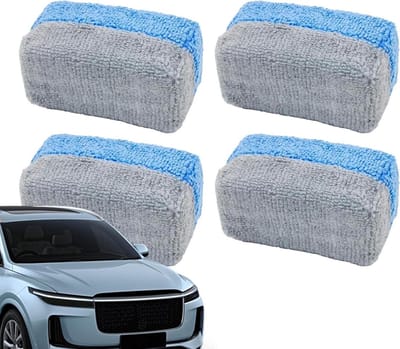 Microvezel Applicator - Spons Set - Auto Detailen - Krasvrije Applicatie - 4 Stuks - Blauw