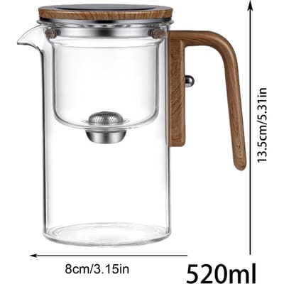 Glazen Theepot Ketel Infuser 520ML/720ML Theepot Water Scheiding Binnen Magneet Eén Klik Magnetische Schakelaars Thee Filtratie Kop Set brown