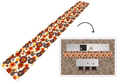 Keukenloper 400x50 cm - Keukenmat vinyl Design - Retro - Oranje - Bloemen - Keukenmatten loper - Keuken vloerkleed tapijt