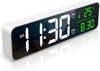 Wekker-Digitale wekker-Digitale led-wandklok- 26.5cm scherm- digitale wandwekker- datum/temperatuurweergave- met 1,2 m USB kabel