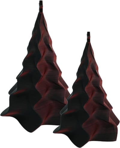 Organische kerstboom set – Decoratief object – Zwart / Rood - 3d geprinte object – Winter woondecoratie – 15CM & 20CM