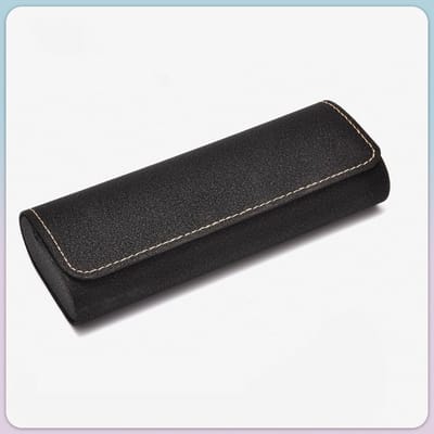 Brillenkoker Kunstleer - Zwart - Overslag Brillenhouder - 16.2*6.6 cm