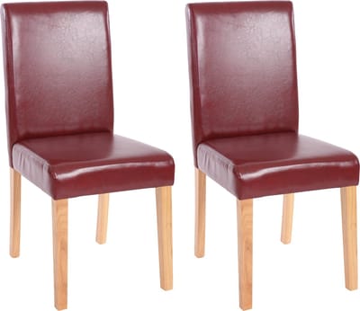 Cosmo Casa Set van 2 eetkamerstoelen keukenstoelen Littau - Kunstleer - Roodbruin - Lichte poten