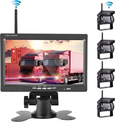 Achteruitrijcameraset - Zwart - 7 inch - Draadloze Monitor met Nachtzicht - Voor Vrachtwagens en Campers