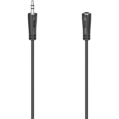 Hama 00205120 Jackplug Audio Verlengkabel [1x Britse stekker - 1x Jackplug female 3,5 mm] 3 m Zwart
