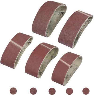 Schuurbanden 75 x 533 mm - 25 Stuks Schuurpapier Set met Korrel 40/60/80/120/180 voor Band Schuurmachine