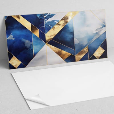 Coloray Wandpanelen Zelfklevend - Geometrie in tinten PVC Wandpaneel - 100 cm x 50 cm - Marine Wandbekleding Zelfklevend - 1 stuk - Abstractie Wandpanelen Zelfklevend - Wandpaneel Keuken - Wandpanelen Badkamer