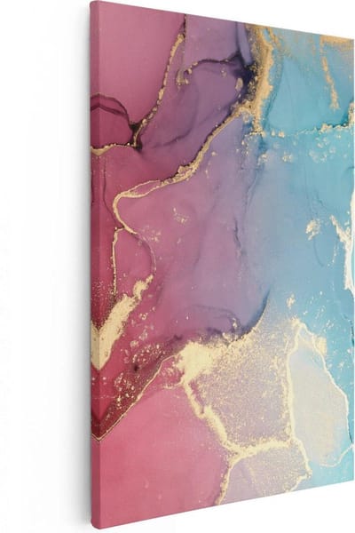 Artaza Canvas Schilderij Abstracte Kunst - 20x30 cm - Klein - Muurdecoratie Goud - Wanddecoratie Woonkamer - Kamer Accessoires Marmer Look