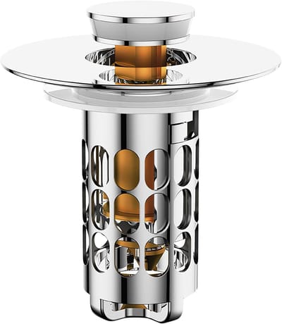 Wastafelstop - Afvoerstop Zeef - Keuken Badkamer - 3-in-1 Pop-up Design - 27-40 mm - Zilver