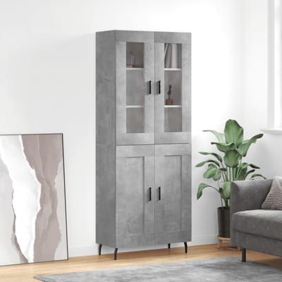 vidaXL - Hoge - kast - 69,5x34x180 - cm - bewerkt - hout - betongrijs