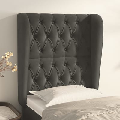 vidaXL - Hoofdbord - met - randen - 83x23x118/128 - cm - fluweel - donkergrijs