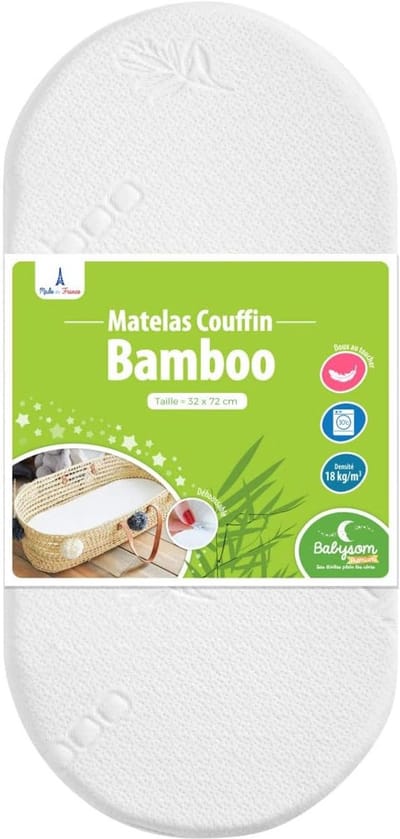 Comfortabel Ovaal Matras 72x32 cm voor Mozesmand, Wieg en Kinderwagen - Zacht, Afritsbare Tijk, Oeko-Tex® Gecertificeerd