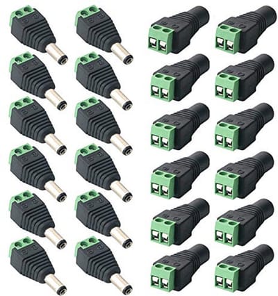 12 Paar 5,5 x 2,1 mm DC Stekkerverbinders voor 12V/24V Power Adapters