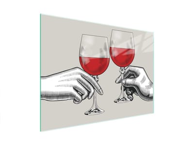 TMK ArtDeko Serie - Snijplank Glas - 40x30 cm - Motief Wijn - Antislip