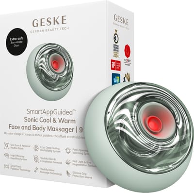 GESKE SmartAppGuided™ Sonic Cool & Warm Face & Body Massager | 9 in 1 | Massageapparaat | Gezicht & Lichaam | Batterijloos koelen en warmen | Verstevigt en ontspant | Met SmartSonic-pulsatie