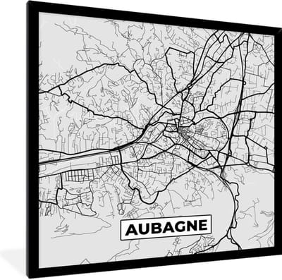 Fotolijst incl. Poster - Stadskaart – Frankrijk – Kaart – Aubagne – Plattegrond - 40x40 cm - Posterlijst