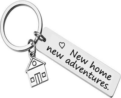 Fako Bijoux - Sleutelhanger New Home, New Adventures - Sleutelring Tekst - Cadeau - Geschenk - Zilverkleurig