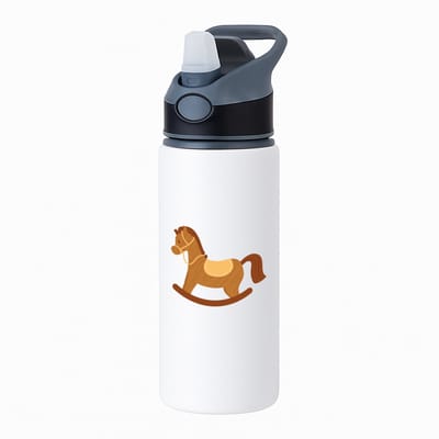 Hacebo® - Hobbelpaard waterfles met rietje zwart - Paarden - Paardrijdsters - Hobby horse - speelgoed - water fles - 650ML
