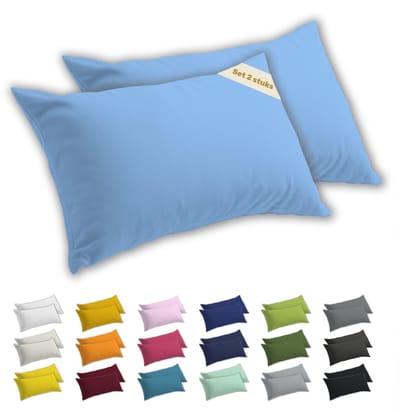 Lavea® Kussenslopen 50x70 cm Set van 2 – Kussenhoezen van 100% Zachte en Ademende Jersey Katoen met YKK Ritssluiting – Lichtblauw