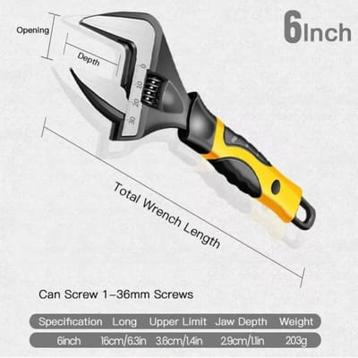 Verstelbare Moersleutel Universele Sleutel Moer Sleutel Openingssleutel Huis Handgereedschap Multitool 6inch 8inch 12inch black