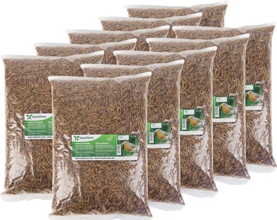Famiflora meelwormen 10KG - 10x1KG (60L) - Hoogwaardige eiwitten stimuleren gezondheid en vitaliteit van vogels, kippen en vissen - Essentiële vetten leveren energie zodat dieren actief blijven