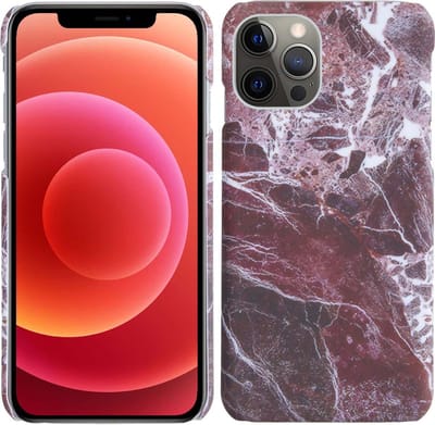 Hoes Geschikt voor iPhone 11 Pro Max Hoesje Marmer Case Marmeren Cover Hoes Hardcover - Rood