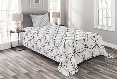ABAKUHAUS Geometrische bedsprei Set – 170x220 cm – Zwart/Wit