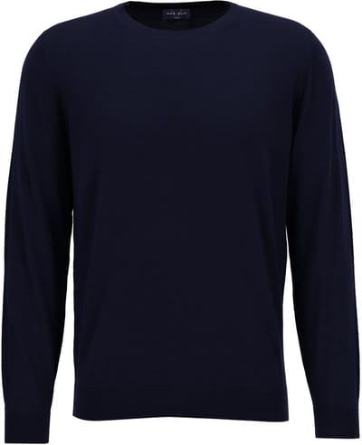 MARVELIS heren trui wol - O-hals - donkerblauw