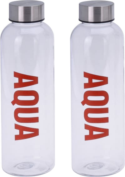 2x stuks bidon drinkfles/waterfles transparant/rood 500 ml met schroefdop- Sportfles/sportbidon - Kunststof