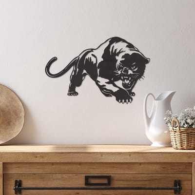 Wanddecoratie Panter - Muurdecoratie Luipaard - Tijger - Muurdecoratie Hout - Wanddecoratie Hout - Muurdecoratie Woonkamer - Wanddecoratie Woonkamer - Wanddecoratie Industrieel - Wanddecoratie Dieren - Home Decor - Wall Line Art - 45 x 29 cm