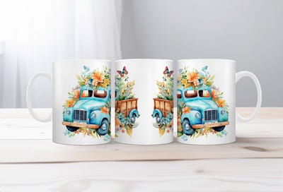 Auqarel koffiemok Retro Truck 6