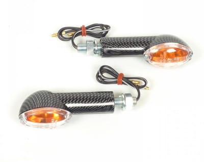 mini lange ovale knipperlicht met gloeilamp 12v 21w ec goedgekeurd voor motoren carbon look