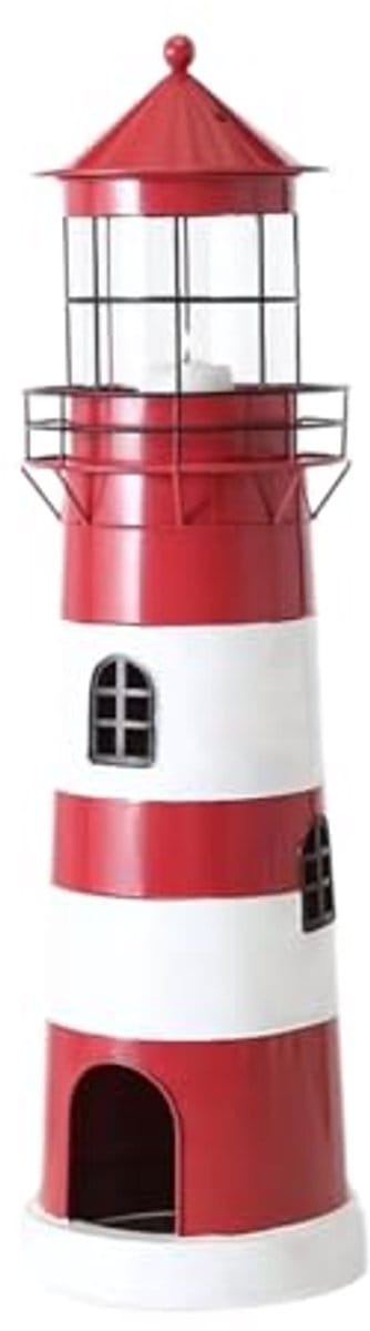 Maritieme vuurtoren lantaarn - Rood/wit gestreept windlicht - Verkrijgbaar in twee maten