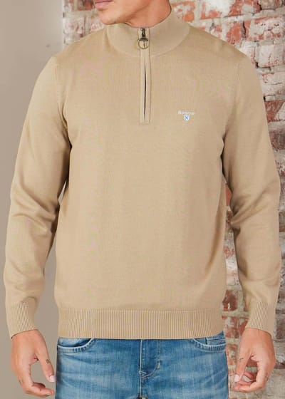 Barbour Barbour lingwood compact cotton half zip sweater - washed stone