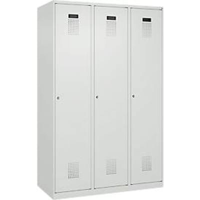C+P Evolo Plus kledingkast, 3 vakken, 400 mm breed, cilinderslot, soft-close, B 1.200 x D 500 x H 1.850 m, lichtgrijs/lichtgrijs