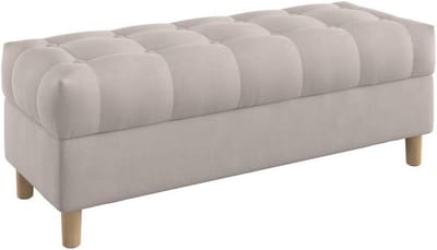 Opbergbank - Voetenbank Zitbank - Woonkamer Inrichting - Knoppen Decoratie - 120 cm Breed - Grijs